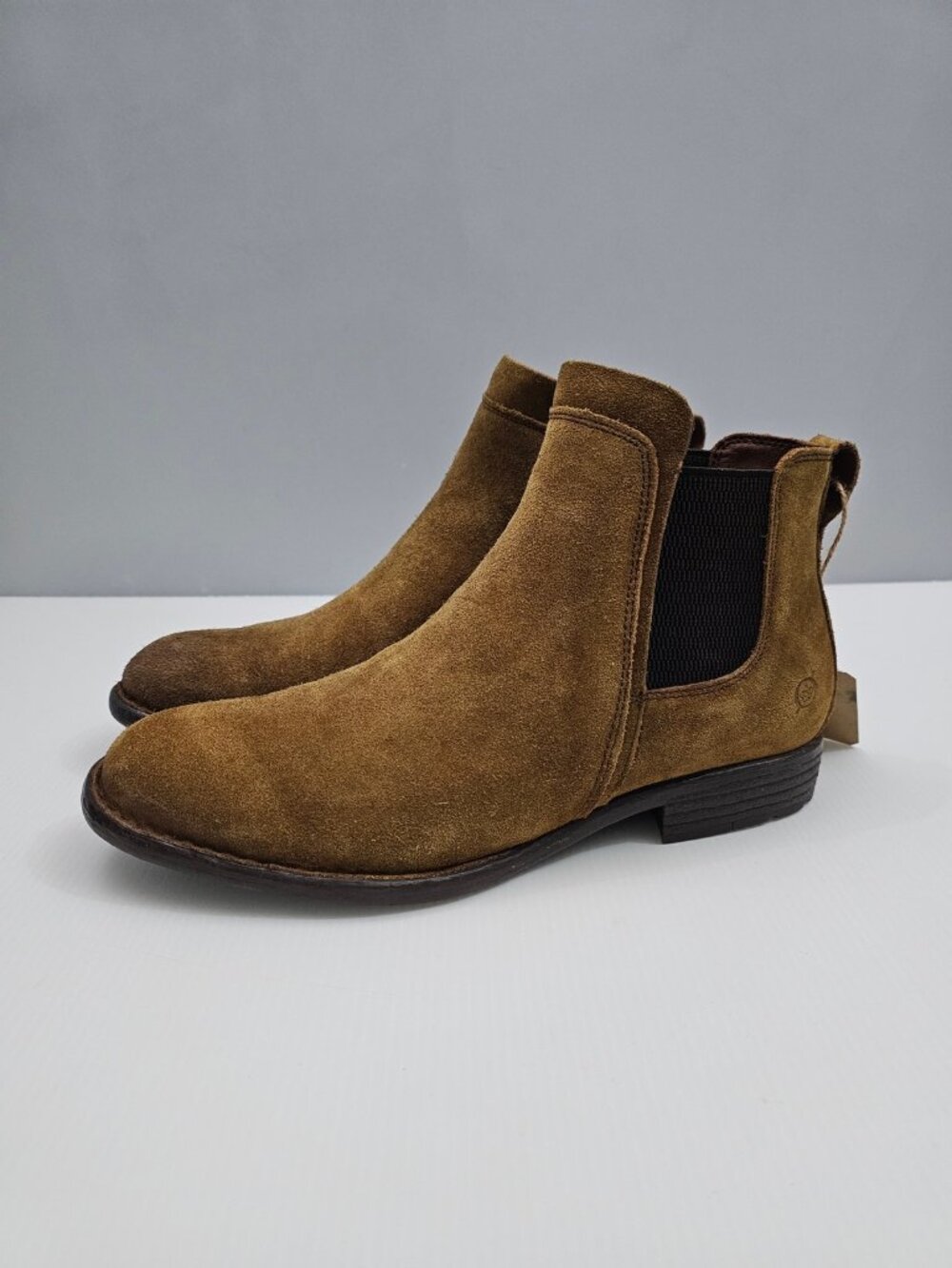 Born Laney Chelsea Ankle Boot Womens 9.5 Rust Brown Distressed Suede Slip On
